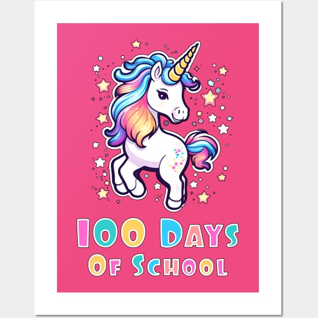 Unicorn 100 days of school design Wall Art by Edgi
